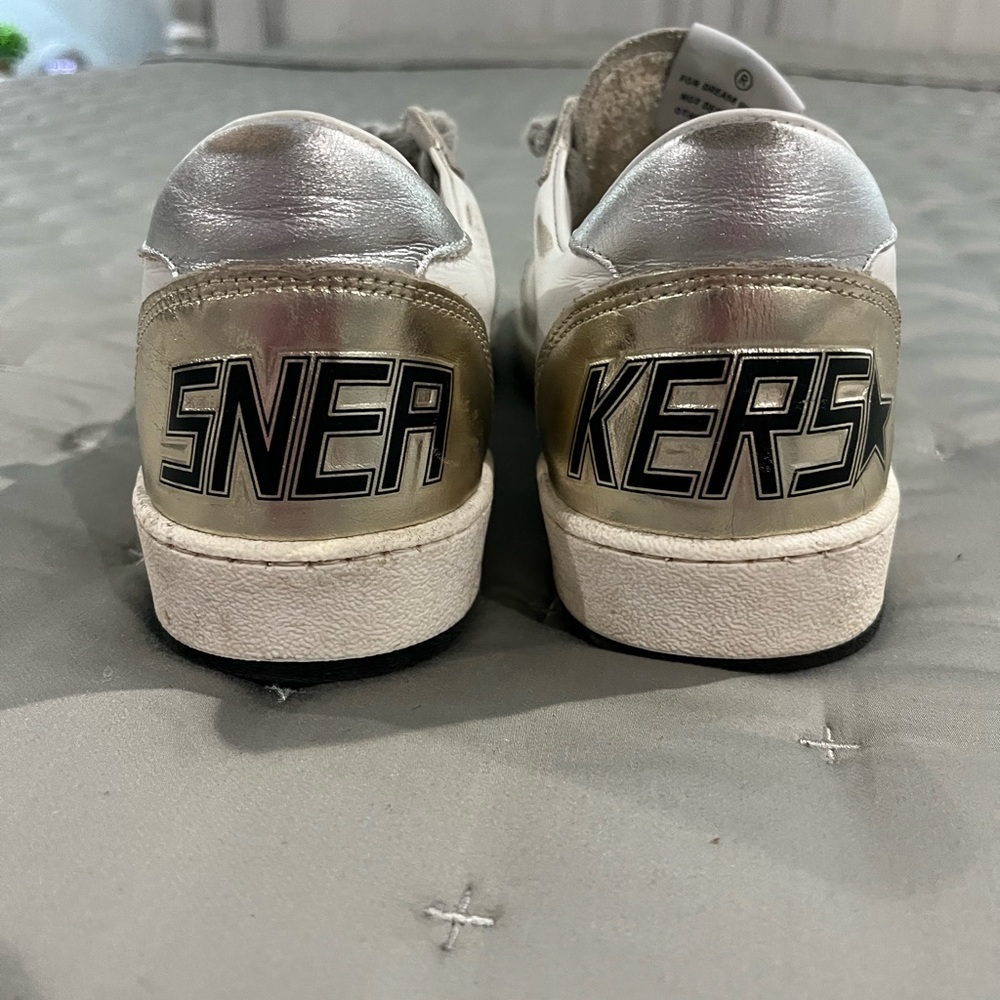 Golden Goose White Sneakers with Gray Accents. Worn four times. - Picture 7 of 8